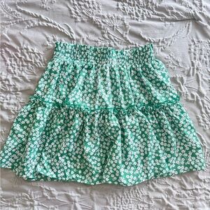 Floral Green Mini Skirt